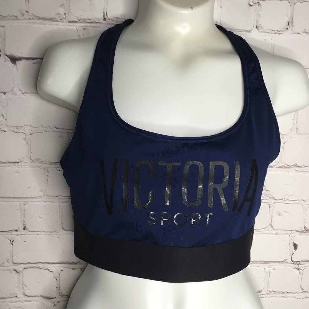 NWOT Victoria's Secret VS Women's Blue/Black Racer Back Sports Bra‎ Size S